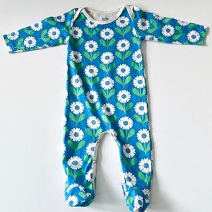 Winter Water Factory Blue Floral Footed Onesie